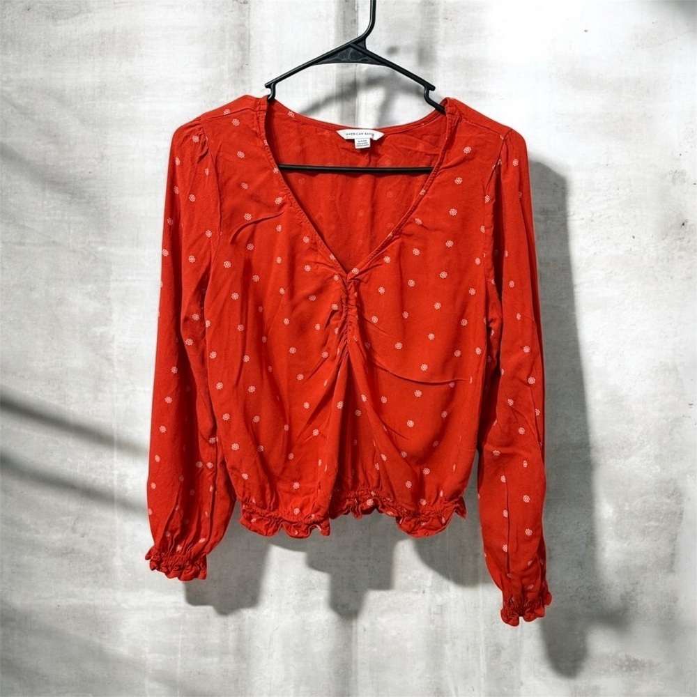 American Eagle women's blouse, size S, orange, long sleeves
